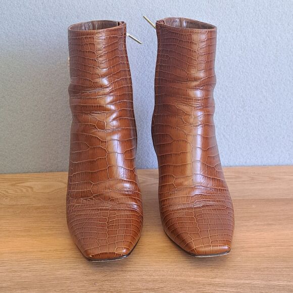 Jimmy Choo Minori 85 Cuoio Brown Embossed Leather Boots Women’s 40 US 10 - Picture 3 of 16